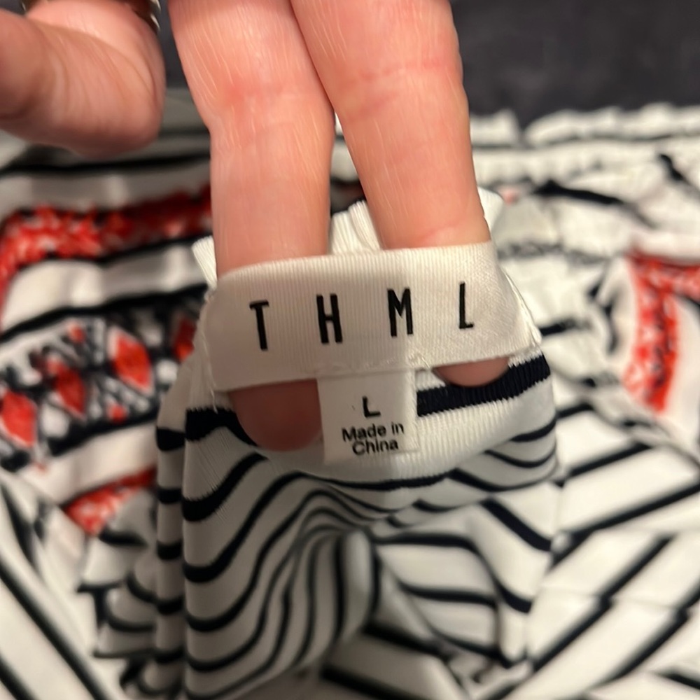 THML Navy & Cream Stripe Top